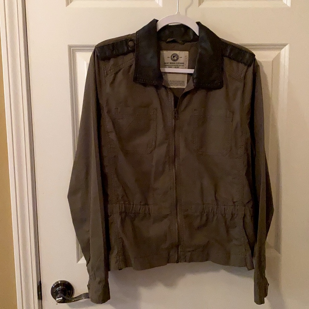 Lucky Brand Women’s Utility Jacket with Pleather Trim, Size XLarge